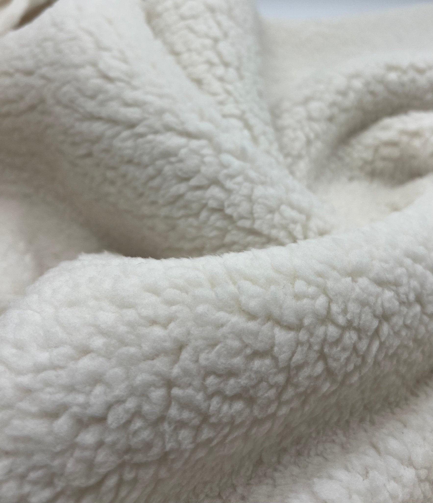 New Ivory Heavy Sherpa Fleece 300GSM Faux Fur Fabric - T9 Fabrics